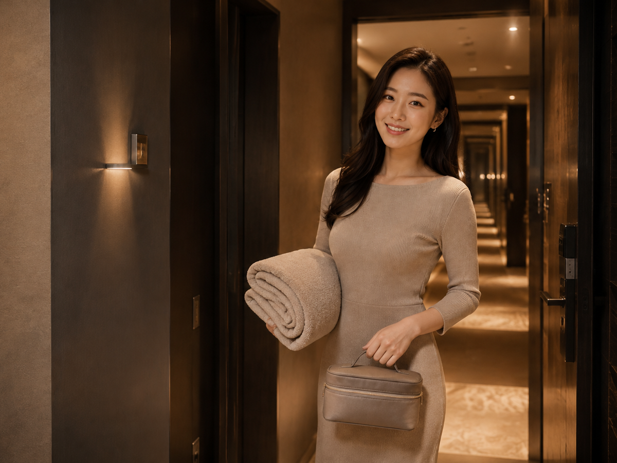 파주 방문 홈케어 일정을 준비하는 젊은 성인 한국 여성 관리사